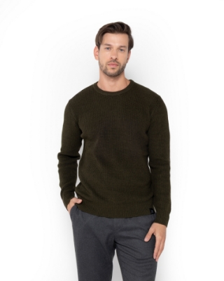 ΑΝΔΡΙΚΟ ΠΛΕΚΤΟ ΛΑΙΜΟΚΟΨΗ REGULAR FIT ΣΚΟΥΡΟ ΠΡΑΣΙΝΟ thumb