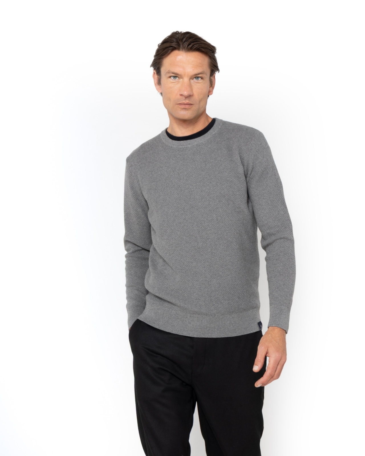 ΠΛΕΚΤΟ ΒΑΜΒΑΚΙ ΚΑΣΜΙΡΙ REGULAR FIT ΓΚΡΙ