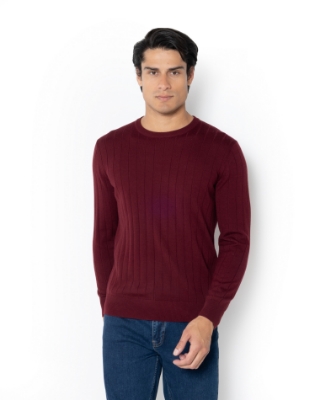 ΠΛΕΚΤΟ MERINO ΛΑΙΜΟΚΟΨΗ REGULAR FIT ΜΠΟΡΝΤΟ thumb