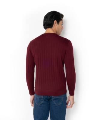 ΠΛΕΚΤΟ MERINO ΛΑΙΜΟΚΟΨΗ REGULAR FIT ΜΠΟΡΝΤΟ thumb