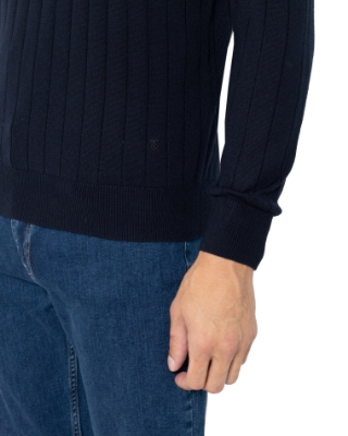 	ΠΛΕΚΤΟ MERINO ΛΑΙΜΟΚΟΨΗ REGULAR FIT ΜΠΛΕ thumb