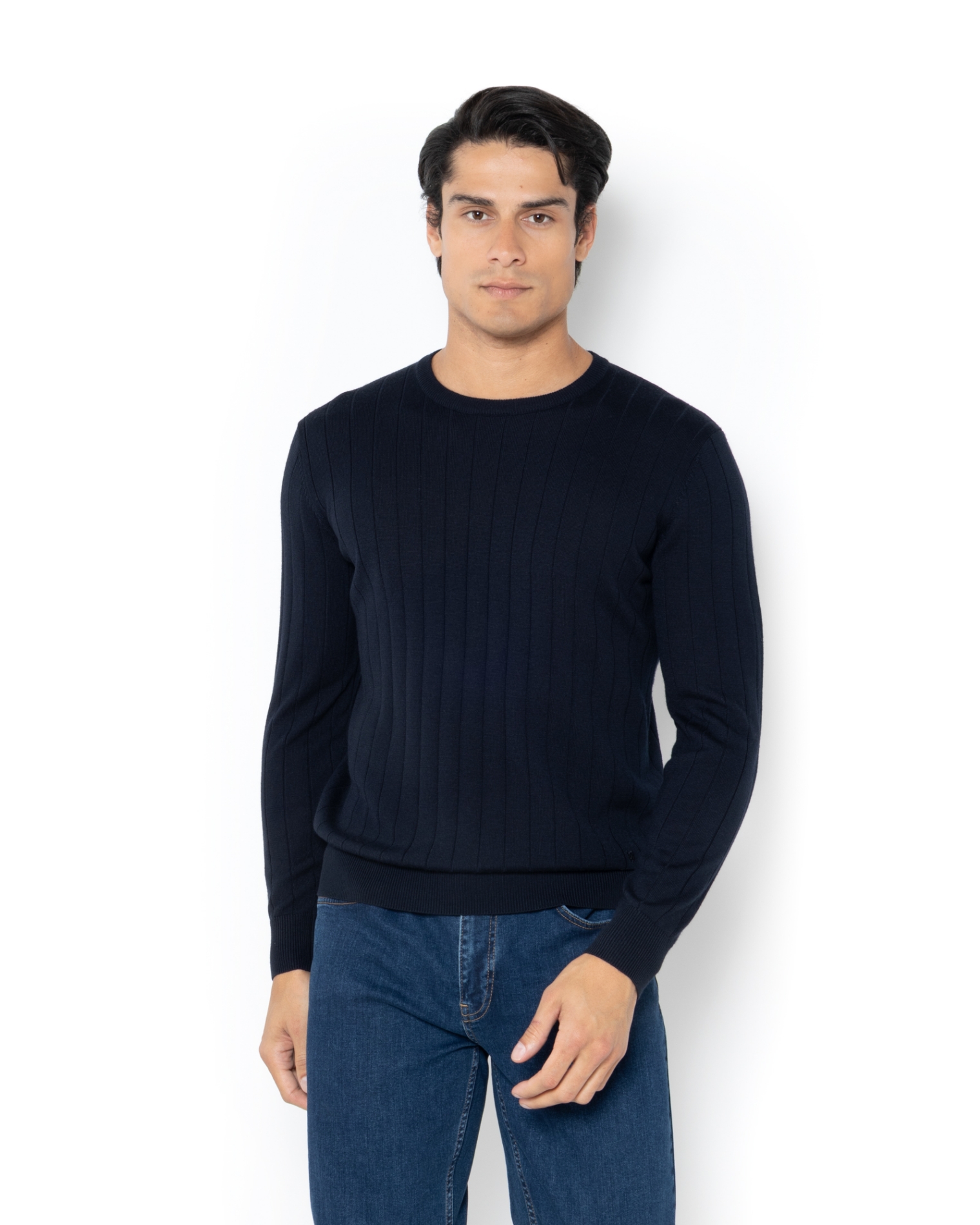 	ΠΛΕΚΤΟ MERINO ΛΑΙΜΟΚΟΨΗ REGULAR FIT ΜΠΛΕ