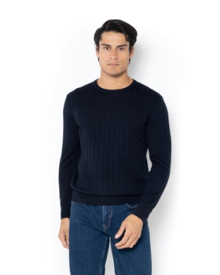	ΠΛΕΚΤΟ MERINO ΛΑΙΜΟΚΟΨΗ REGULAR FIT ΜΠΛΕ thumb