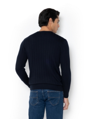 	ΠΛΕΚΤΟ MERINO ΛΑΙΜΟΚΟΨΗ REGULAR FIT ΜΠΛΕ thumb