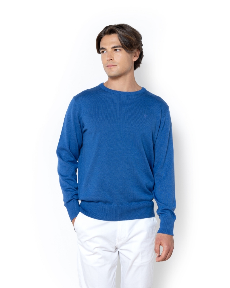 ΠΛΕΚΤΟ ΛΑΙΜΟΚΟΨΗ REGULAR FIT ΜΠΛΕ ΣΑΞ