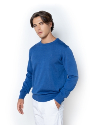 ΠΛΕΚΤΟ ΛΑΙΜΟΚΟΨΗ REGULAR FIT ΜΠΛΕ ΣΑΞ thumb