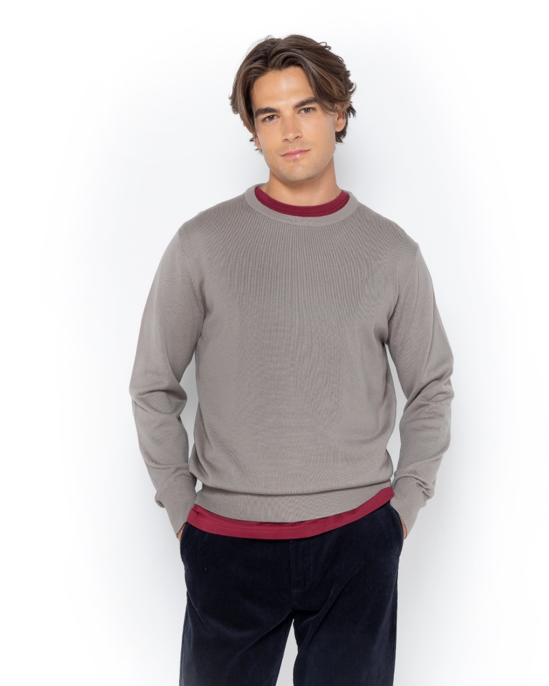 ΠΛΕΚΤΟ ΛΑΙΜΟΚΟΨΗ REGULAR FIT ΓΚΡΙ