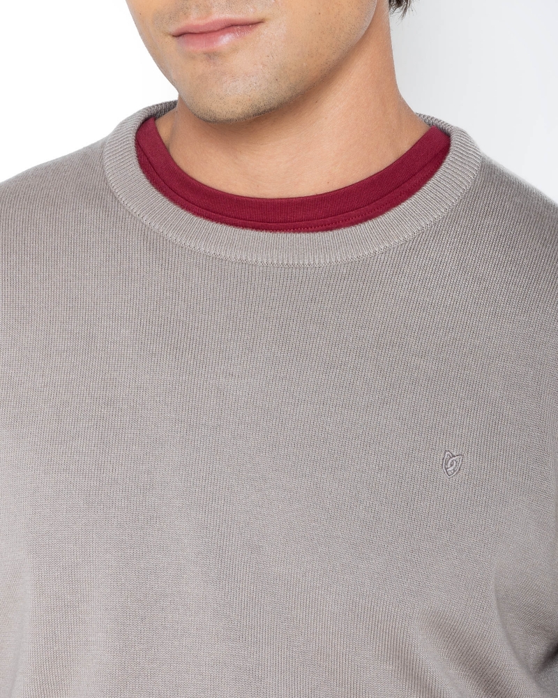 ΠΛΕΚΤΟ ΛΑΙΜΟΚΟΨΗ REGULAR FIT ΓΚΡΙ