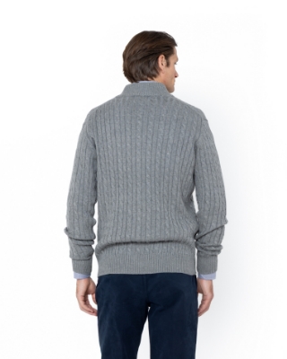 ΑΝΔΡΙΚΟ ΠΛΕΚΤΟ ΒΑΜΒΑΚΕΡΟ HALF-ZIP ΓΚΡΙ thumb