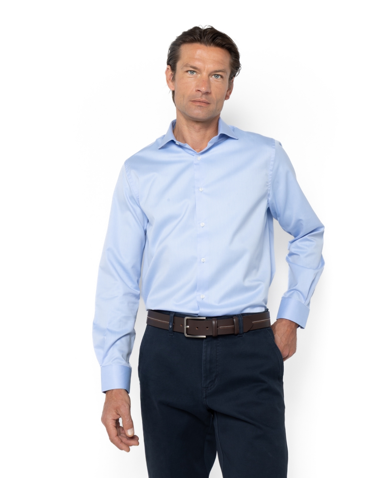 	ΑΝΔΡΙΚΟ ΠΟΥΚΑΜΙΣΟ TWILL CUSTOM FIT ΓΑΛΑΖΙΟ