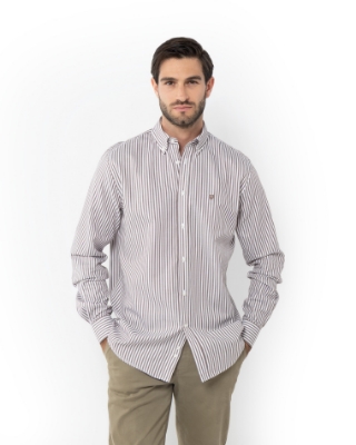 ΑΝΔΡΙΚΟ ΠΟΥΚΑΜΙΣΟ TWILL ΡΙΓΕΣ REGULAR FIT thumb