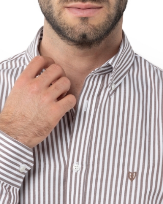 ΑΝΔΡΙΚΟ ΠΟΥΚΑΜΙΣΟ TWILL ΡΙΓΕΣ REGULAR FIT thumb