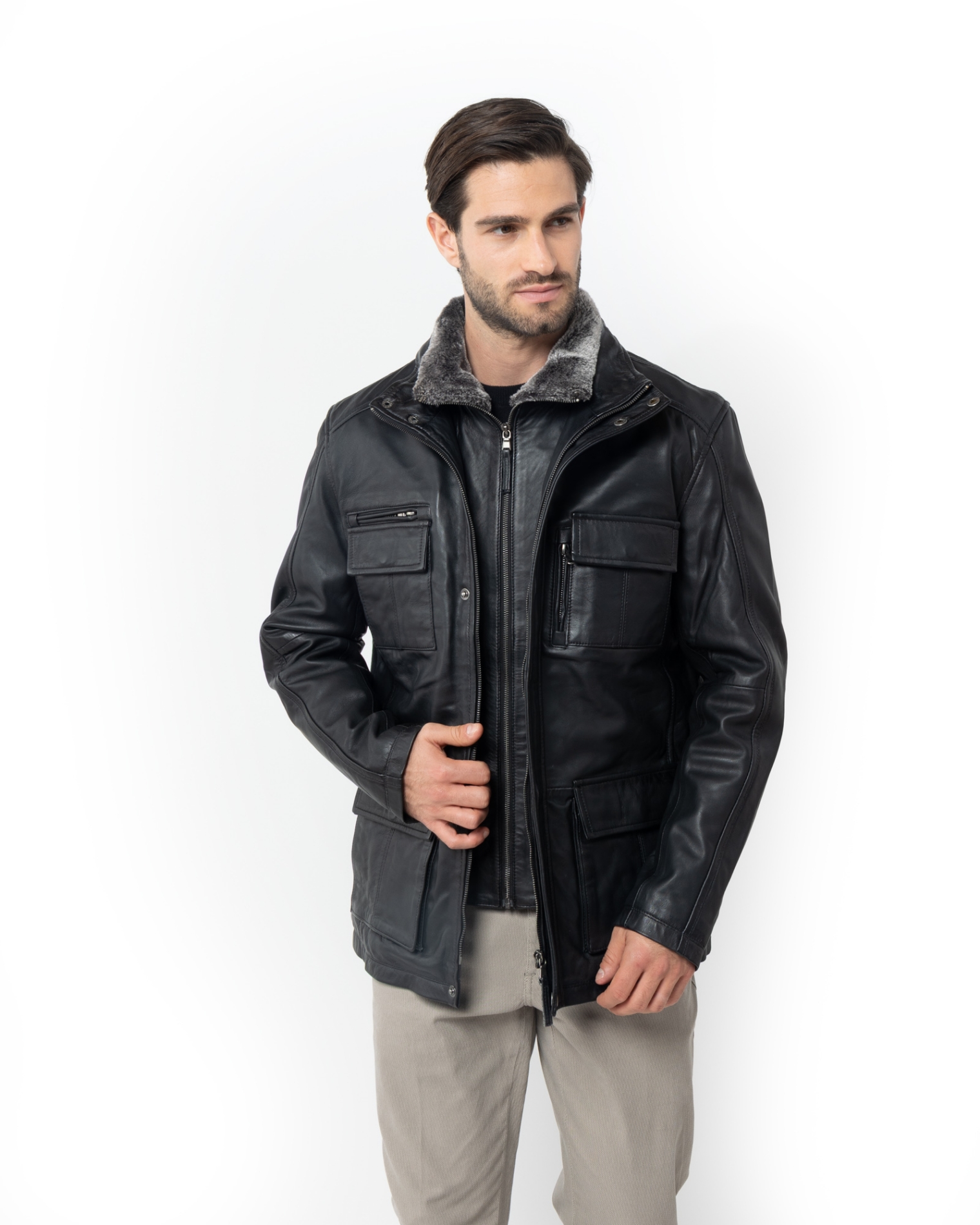 MΠΟΥΦΑΝ ΔΕΡΜΑΤΙΝΟ ΜΑΥΡΟ