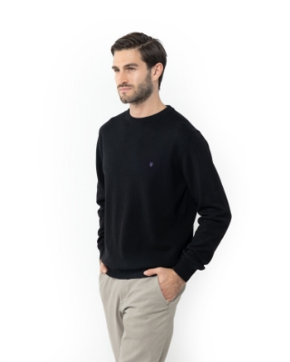 ΜΑΥΡΟ ΠΛΕΚΤΟ LAMBSWOOL ΛΑΙΜΟΚΟΨΗ REGULAR FIT thumb