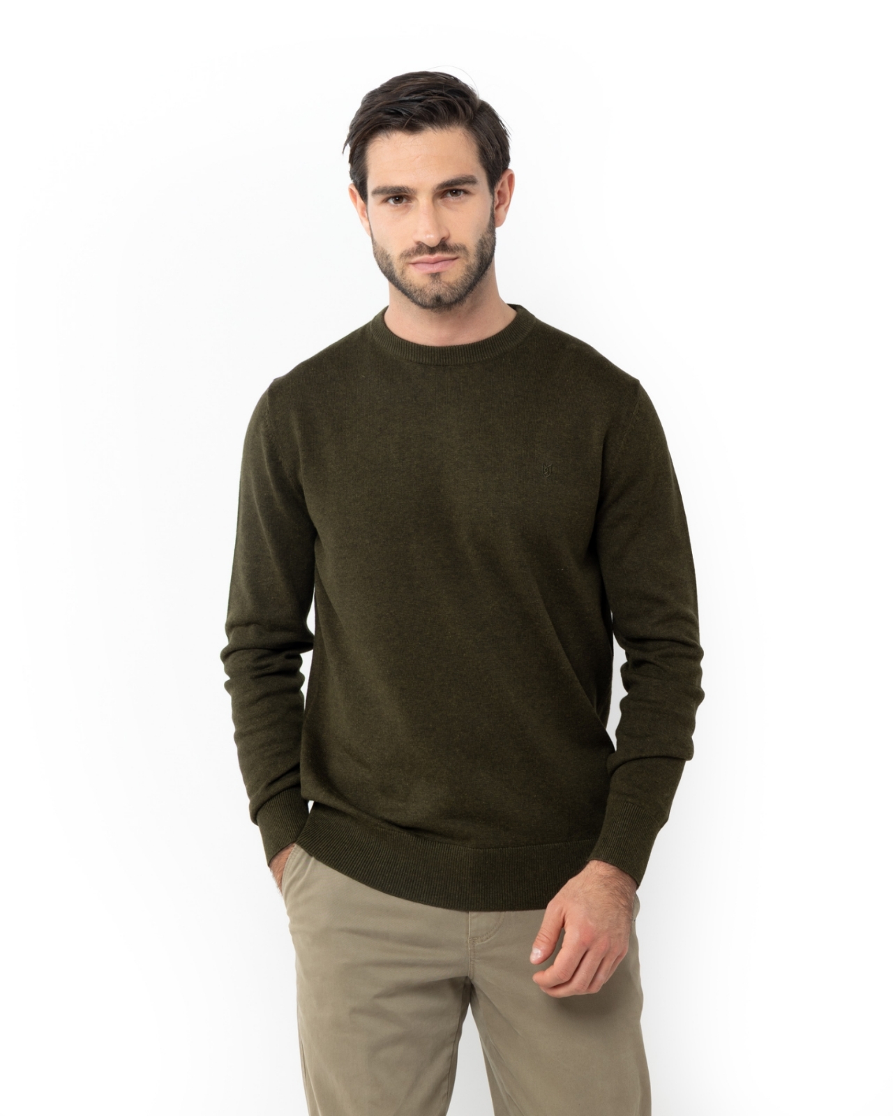 ΣΚΟΥΡΟ ΛΑΔΙ ΑΝΔΡΙΚΟ ΠΛΕΚΤΟ ΛΑΙΜΟΚΟΨΗ REGULAR FIT