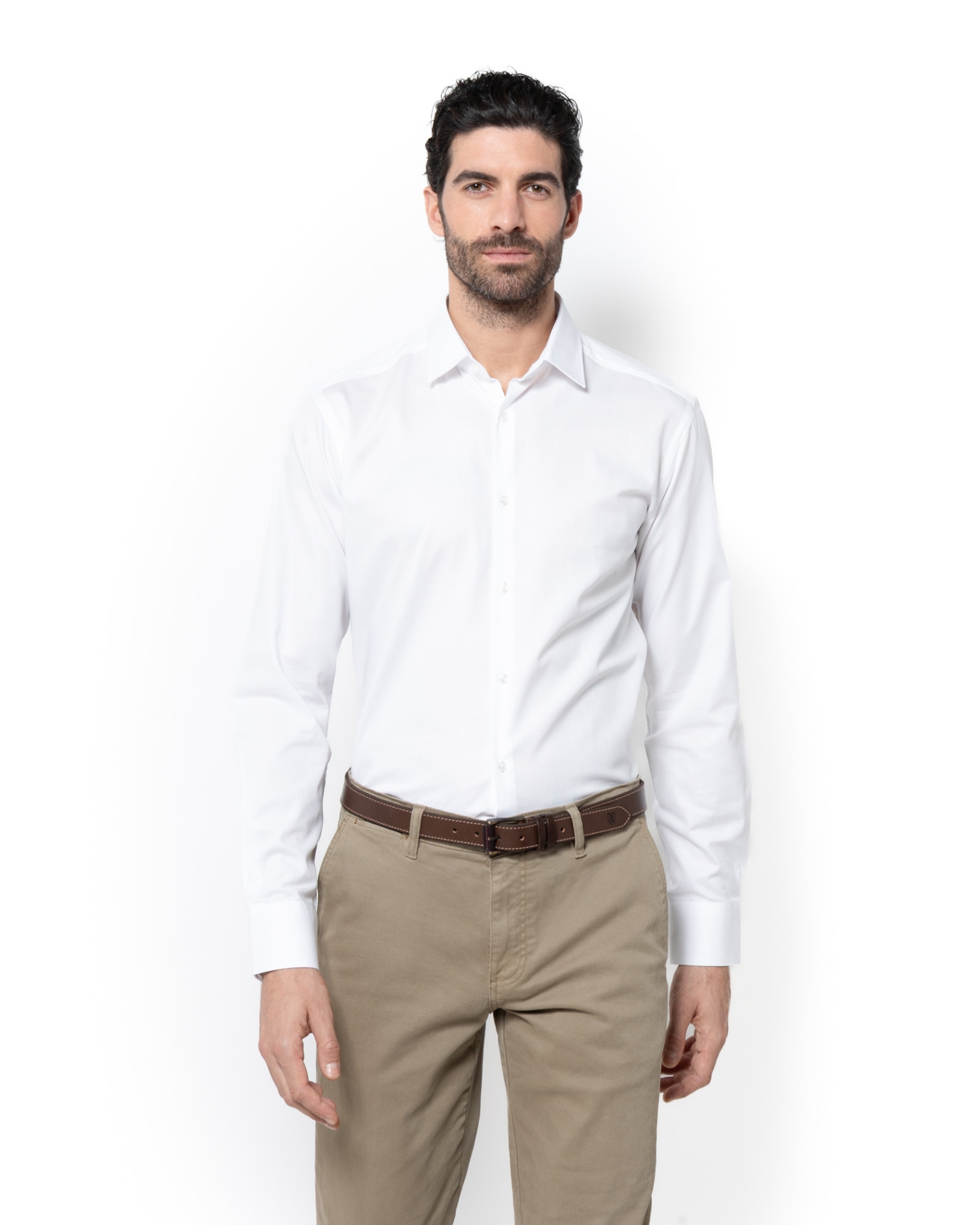 	ΠΟΥΚΑΜΙΣΟ DOBBY SLIM FIT ΛΕΥΚΟ