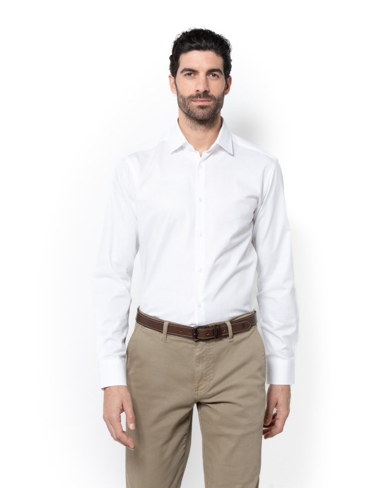 	ΠΟΥΚΑΜΙΣΟ DOBBY SLIM FIT ΛΕΥΚΟ