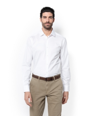 	ΠΟΥΚΑΜΙΣΟ DOBBY SLIM FIT ΛΕΥΚΟ thumb