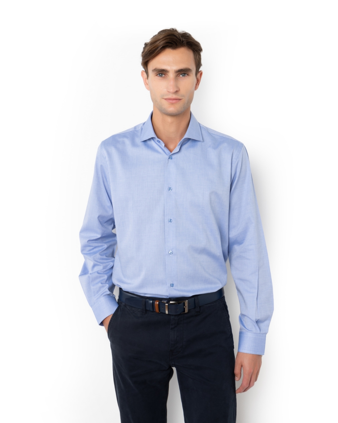 	ΠΟΥΚΑΜΙΣΟ DOBBY CUSTOM FIT ΓΑΛΑΖΙΟ