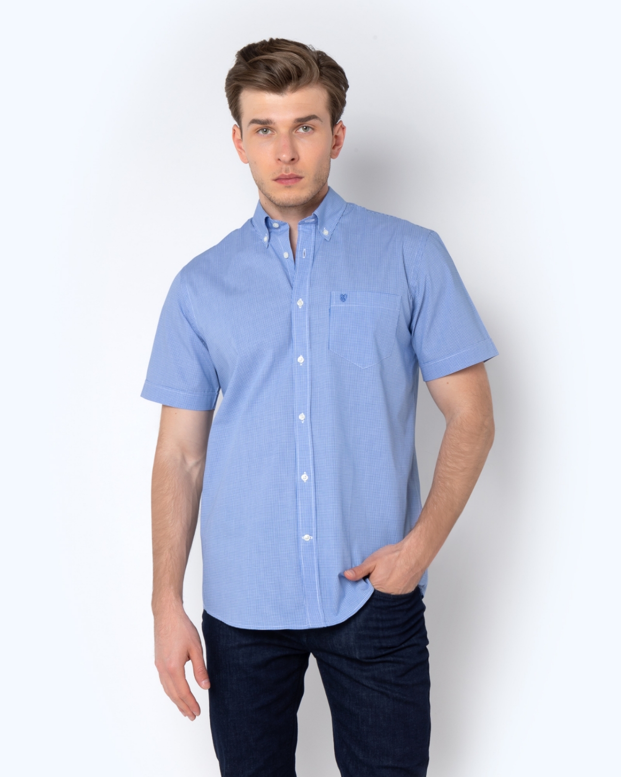 BIG & TALL ΠΟΥΚΑΜΙΣΟ ΠΟΠΛΙΝΑ ΜΠΛΕ