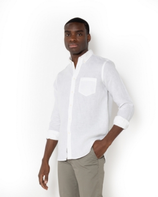 BIG & TALL ΠΟΥΚΑΜΙΣΟ ΛΙΝΟ ΛΕΥΚΟ thumb