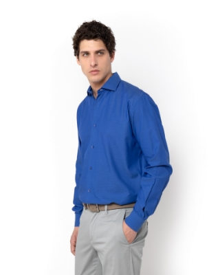 ΠΟΥΚΑΜΙΣΟ DOBBY ΜΠΛΕ CUSTOM FIT thumb