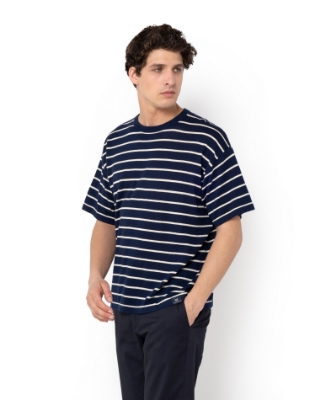 ΑΝΔΡΙΚΟ T-SHIRT ΠΛΕΚΤΟ ΡΙΓΕΣ ΜΠΛΕ thumb