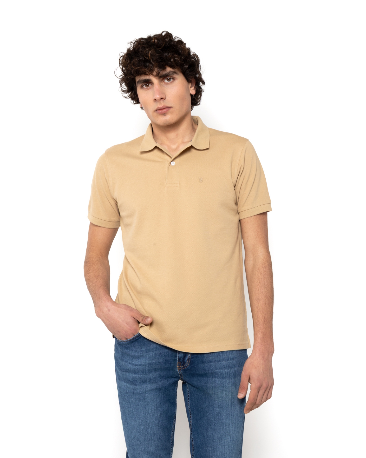 	POLO PIQUE REGULAR FIT ΣΚΟΥΡΟ ΜΠΕΖ