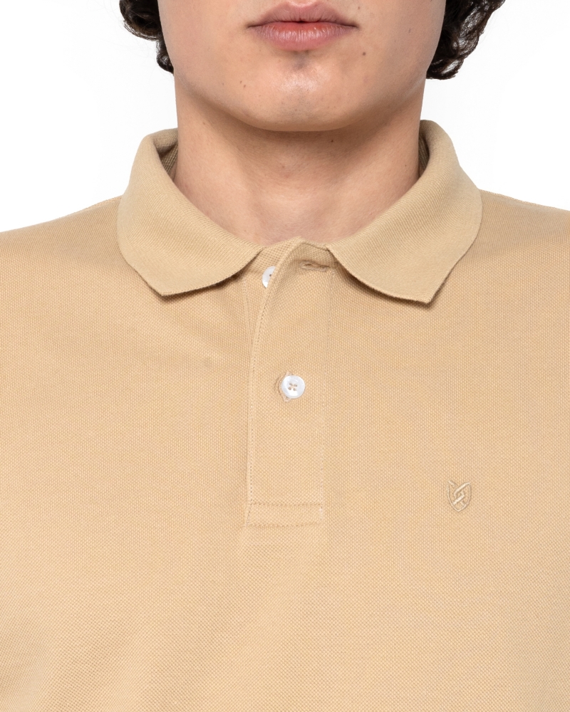 	POLO PIQUE REGULAR FIT ΣΚΟΥΡΟ ΜΠΕΖ