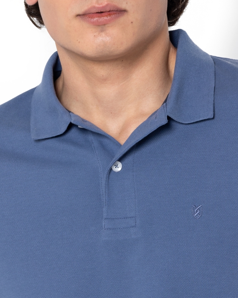 POLO PIQUE REGULAR FIT ΣΚΟΥΡΟ ΣΙΕΛ