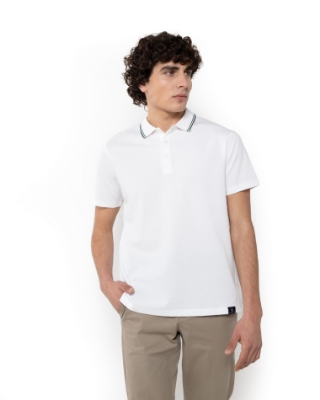 ΜΠΛΟΥΖΑ POLO PIQUE WAFFLE ΛΕΥΚΟ thumb