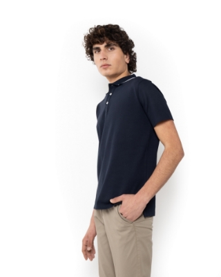 ΜΠΛΟΥΖΑ POLO PIQUE WAFFLE ΜΠΛΕ thumb