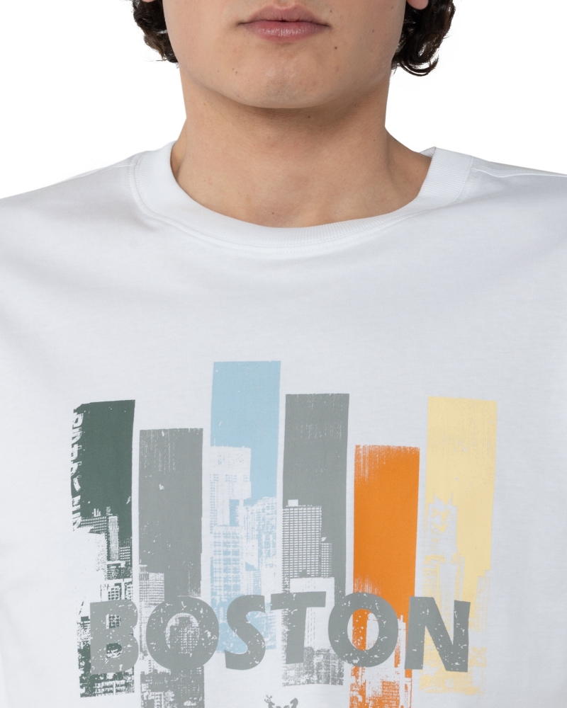ΑΝΔΡΙΚΟ T-SHIRT BOSTON PRINT ΛΕΥΚΟ