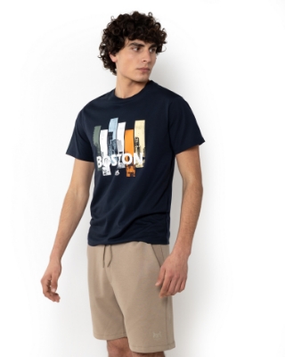 ΑΝΔΡΙΚΟ T-SHIRT BOSTON PRINT ΜΠΛΕ thumb