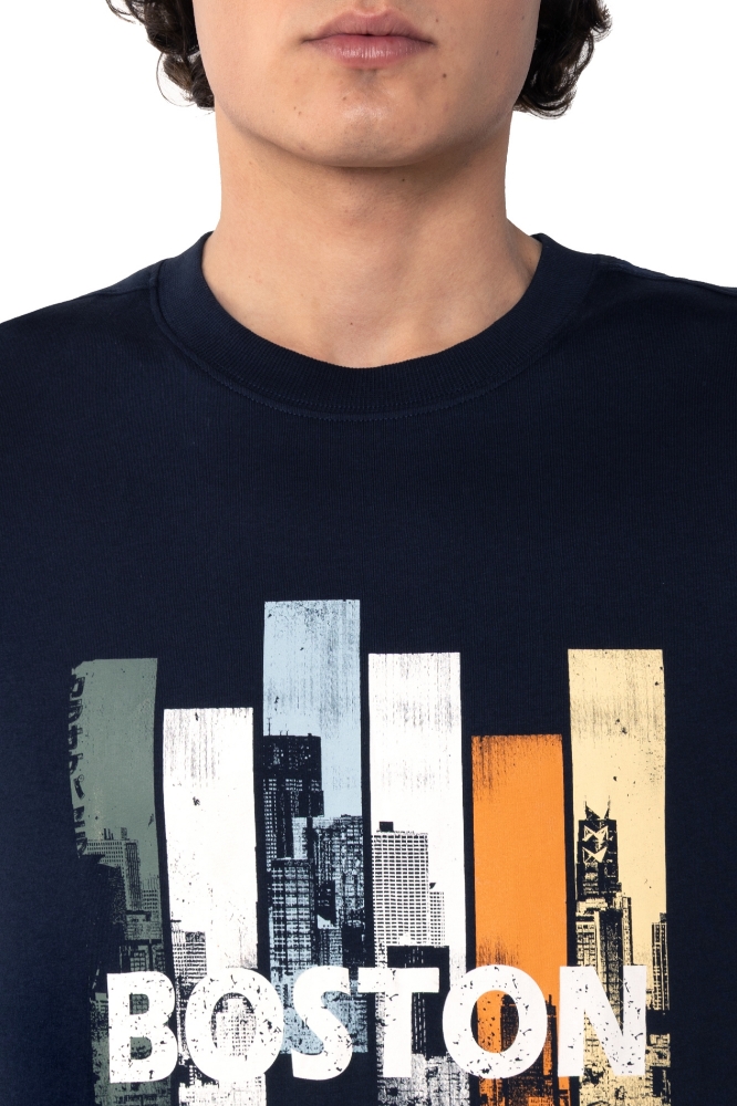 ΑΝΔΡΙΚΟ T-SHIRT BOSTON PRINT ΜΠΛΕ