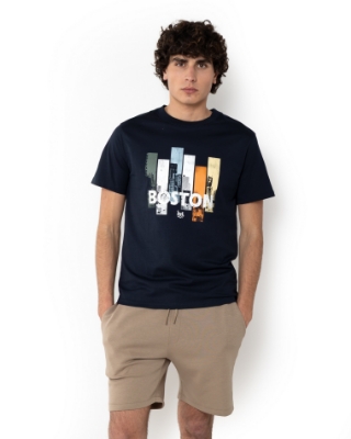 ΑΝΔΡΙΚΟ T-SHIRT BOSTON PRINT ΜΠΛΕ thumb