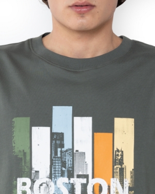ΑΝΔΡΙΚΟ T-SHIRT BOSTON PRINT ΠΡΑΣΙΝΟ thumb