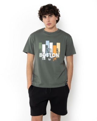 ΑΝΔΡΙΚΟ T-SHIRT BOSTON PRINT ΠΡΑΣΙΝΟ thumb