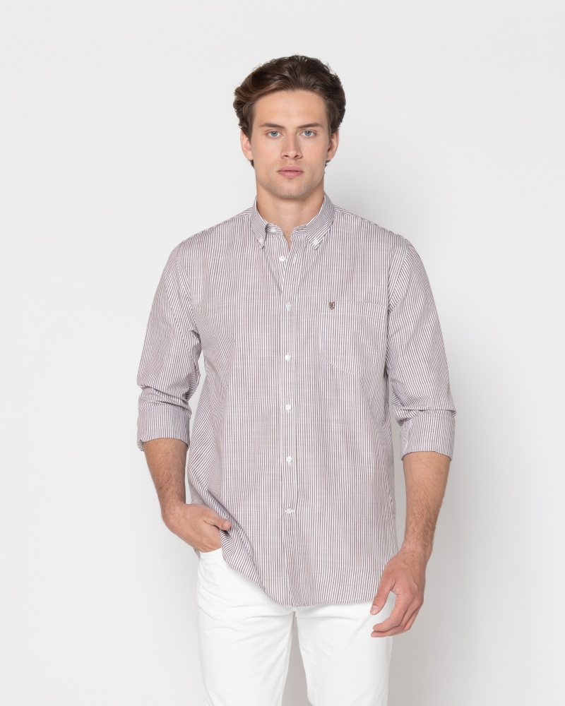 ΑΝΔΡΙΚΟ ΠΟΥΚΑΜΙΣΟ ΡΙΓΕΣ ΦΛΑΜΑ REGULAR FIT