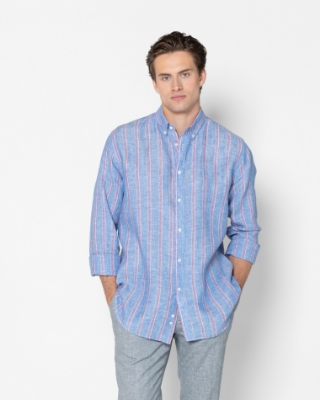 ΑΝΔΡΙΚΟ ΠΟΥΚΑΜΙΣΟ ΡΙΓΕΣ  ΛΙΝΟ REGULAR FIT thumb