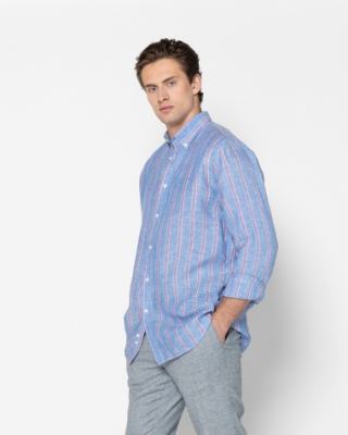 ΑΝΔΡΙΚΟ ΠΟΥΚΑΜΙΣΟ ΡΙΓΕΣ  ΛΙΝΟ REGULAR FIT thumb