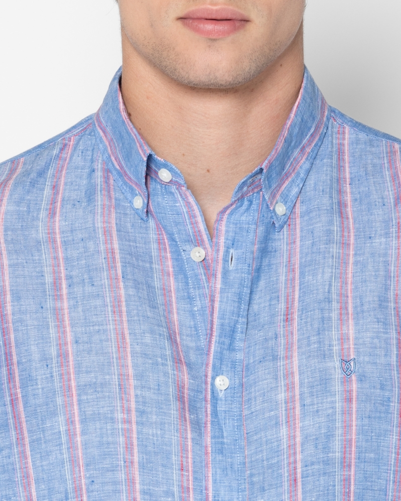 ΑΝΔΡΙΚΟ ΠΟΥΚΑΜΙΣΟ ΡΙΓΕΣ  ΛΙΝΟ REGULAR FIT