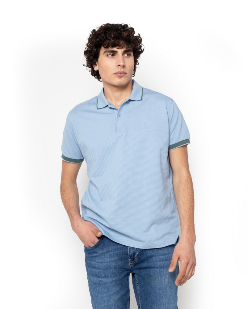 POLO PIQUE WAFFLE ΓΑΛΑΖΙΟ