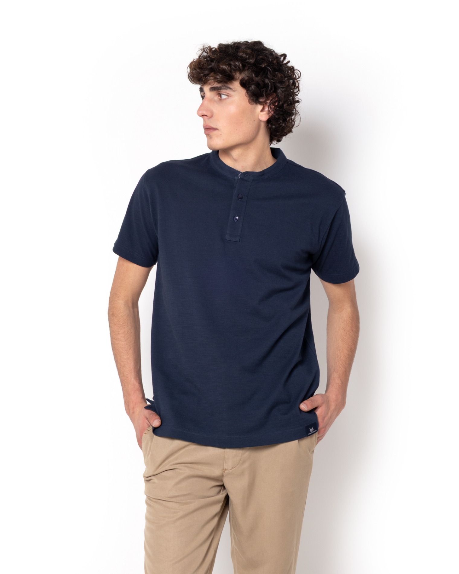 T-SHIRT PIQUE ΦΛΑΜΑ ΜΠΛΕ