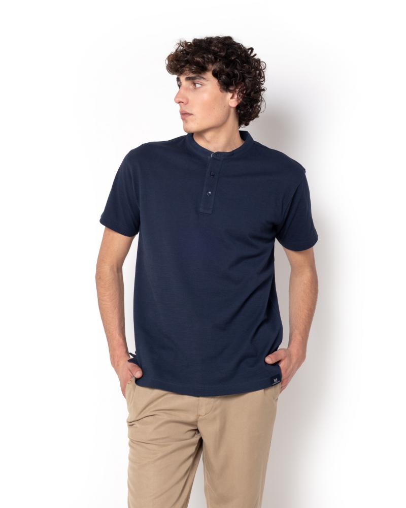 T-SHIRT PIQUE ΦΛΑΜΑ ΜΠΛΕ