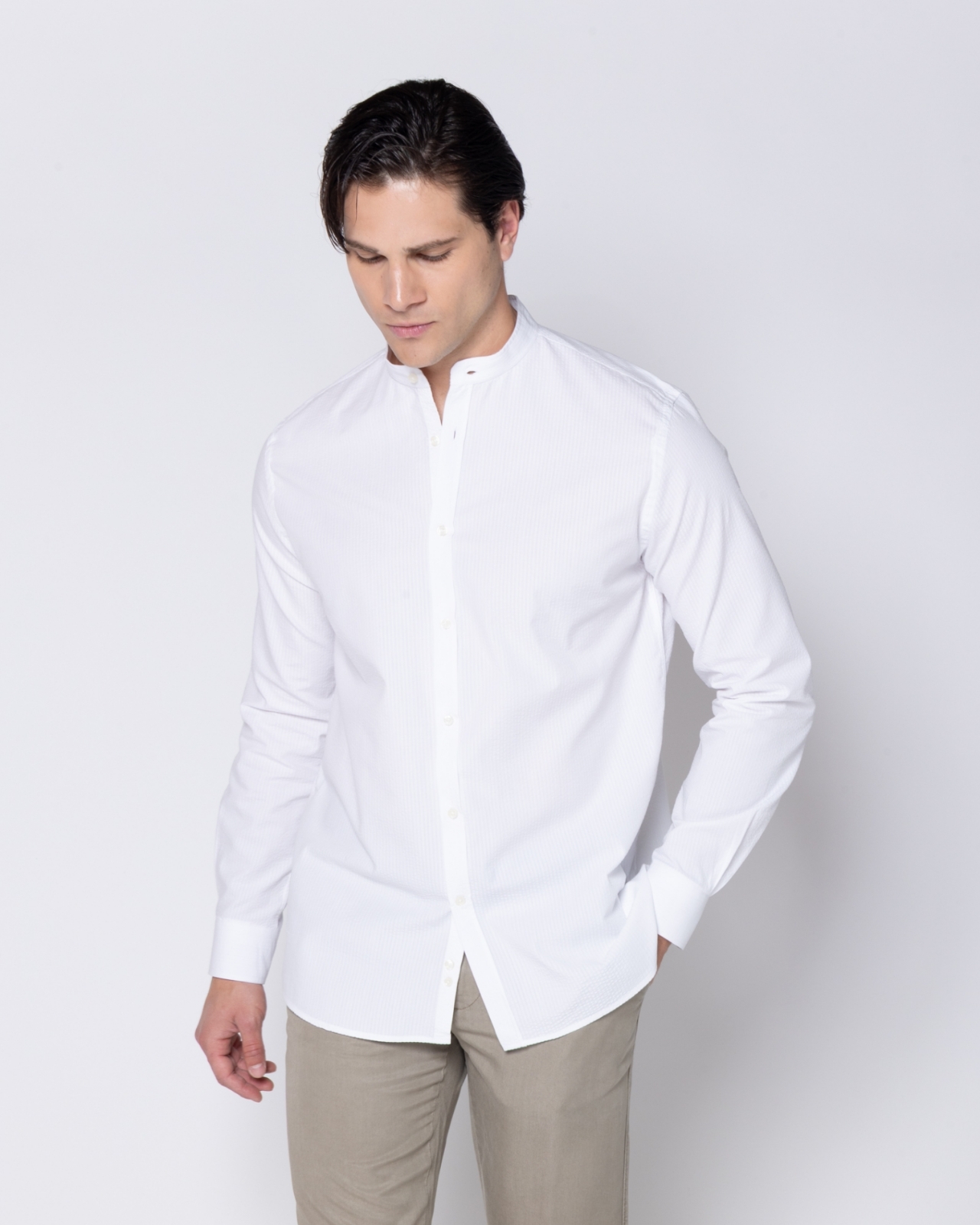 ΠΟΥΚΑΜΙΣΟ ΛΕΥΚΟ SEERSUCKER CUSTOM FIT