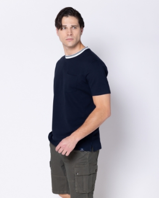 ΜΠΛΕ ΜΠΛΟΥΖΑ T-SHIRT PIQUE WAFFLE thumb