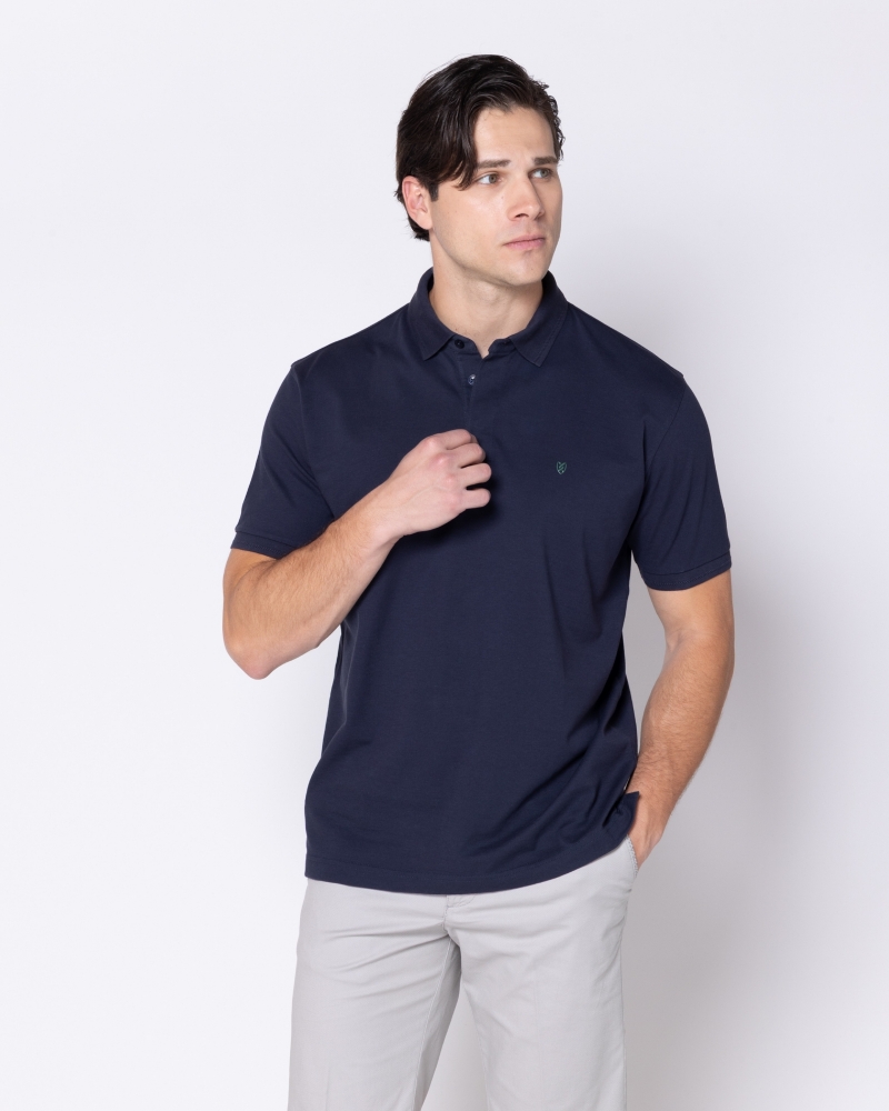 POLO PIQUE PIMA COTTON ΜΠΛΕ