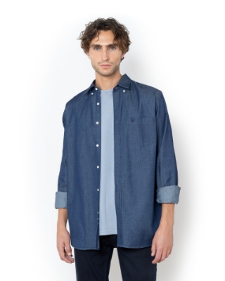 Ανδρικό πουκάμισο denim The Bostonians σε μπλε, μεγάλα μεγέθη, μπροστινή όψη thumb