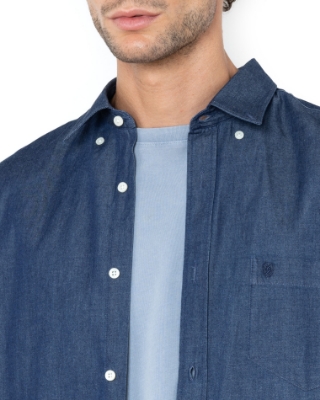 Ανδρικό πουκάμισο denim The Bostonians σε μπλε, μεγάλα μεγέθη, λεπτομέρεια thumb
